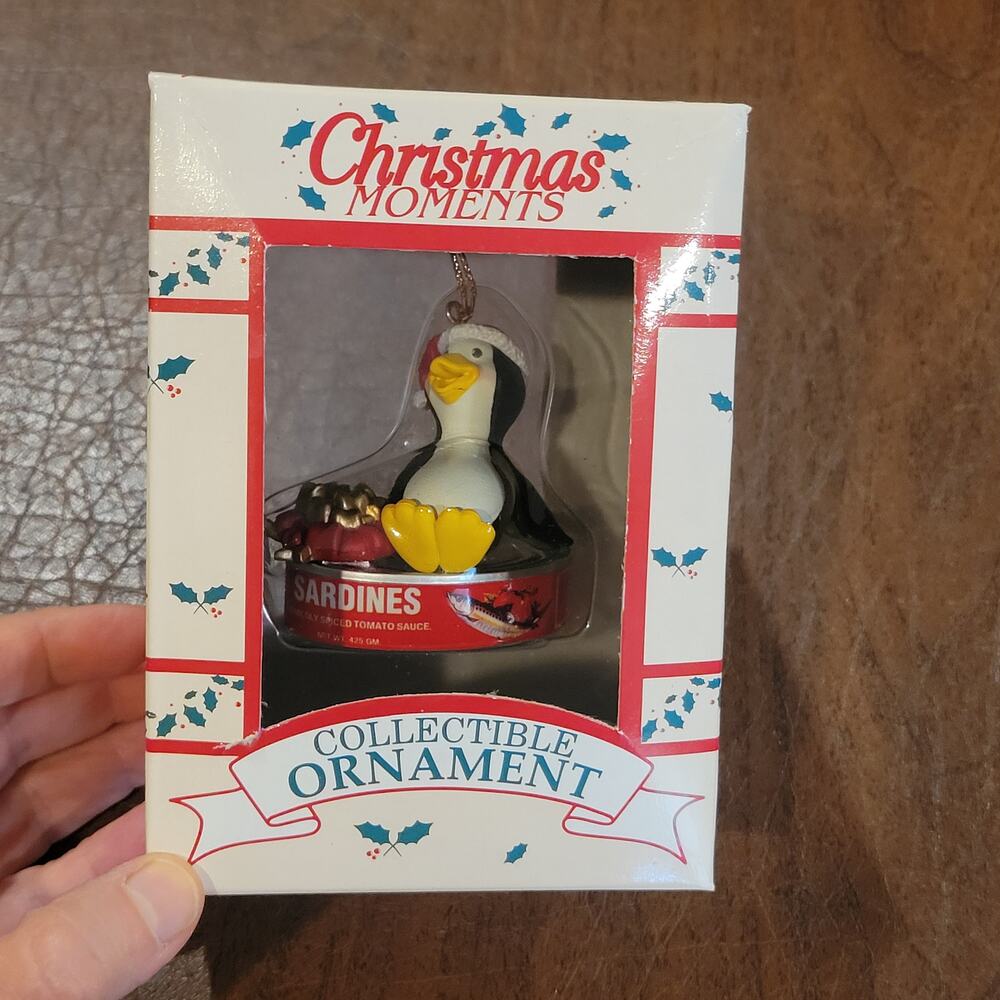 Vintage Westmar Christmas Moments Penguin on Sardine Can Collectible Ornament
